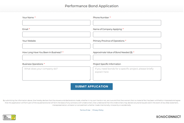Application for Performance Bonds