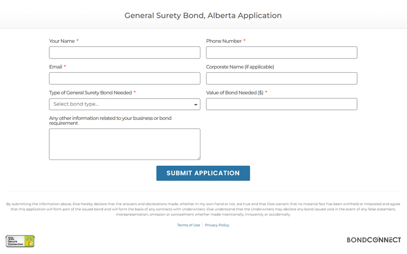 General Surety Bond Alberta Application