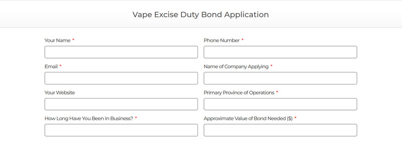 Vaping Product License Bond Application Canada