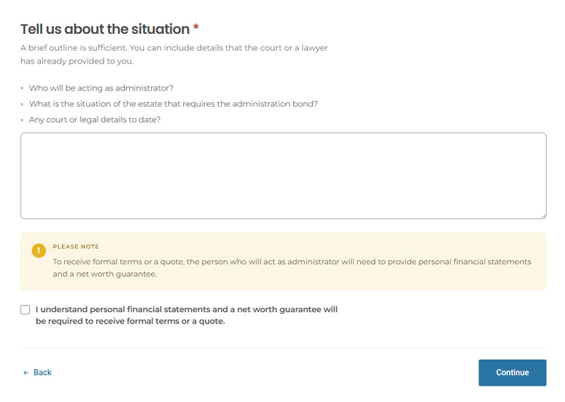 Administration Bond Application