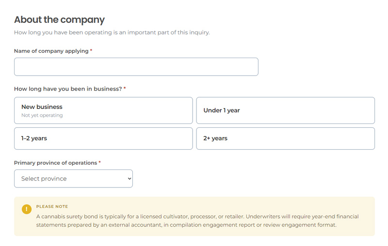 Cannabis Surety Bond Application