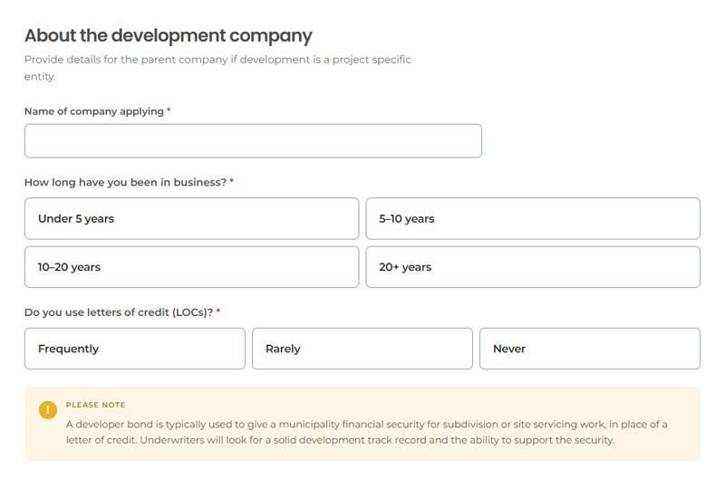 Development Bond Application