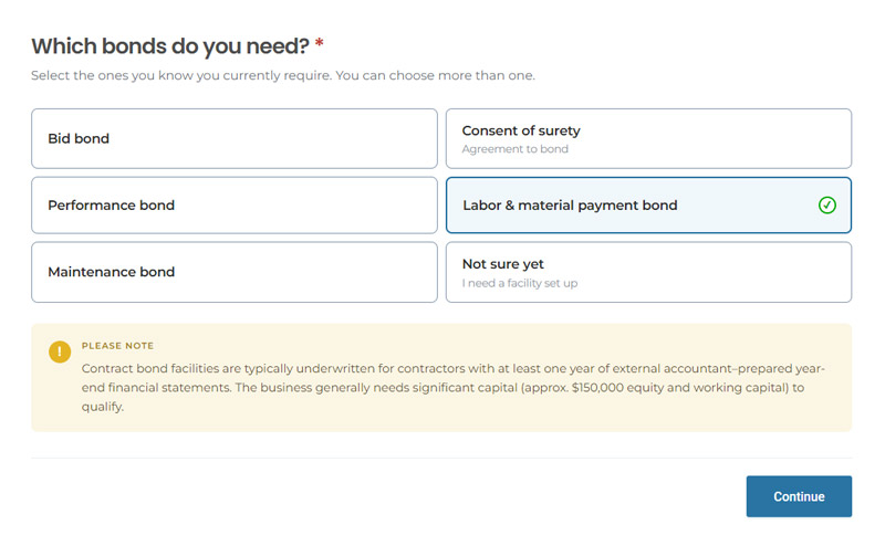 Labour and Material Payment Bond Application