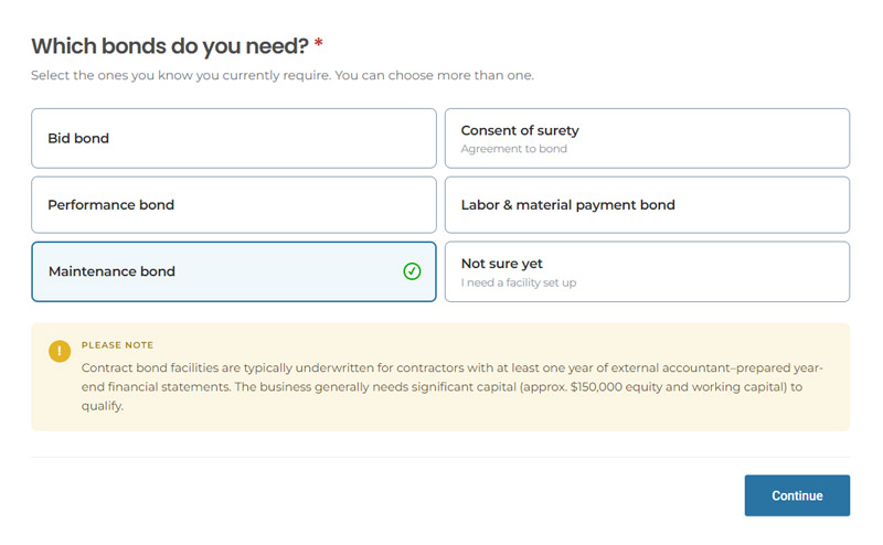 Maintenance Bond Application