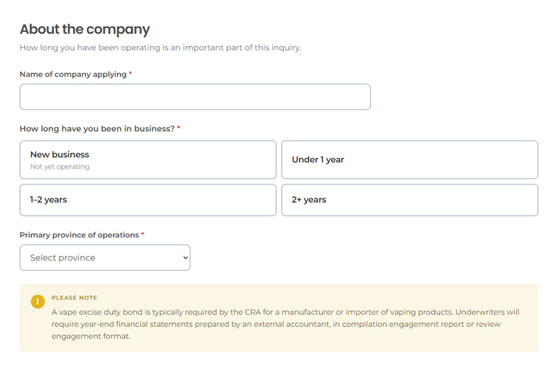 Vape Excise Duty Bond Application